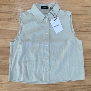 Theory button down sleeveless blouse in Ecru. NWT. Size small